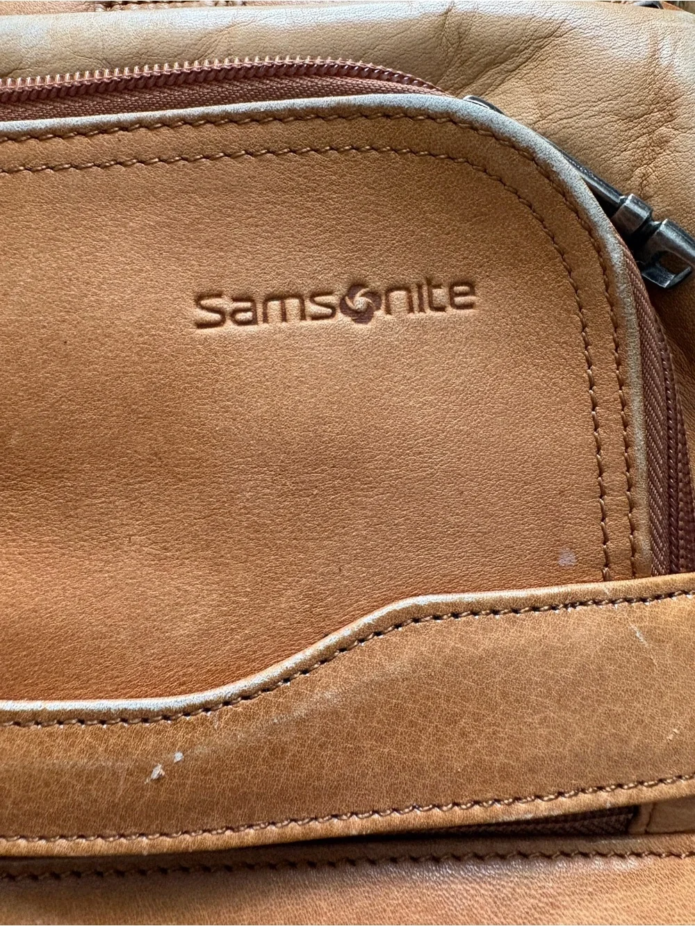 Samsonite Cognac Leather Laptop Messenger Bag
